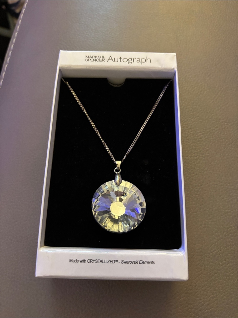 Marks & Spencer Iridescent Crystal Pendant Necklace with Silver Chain